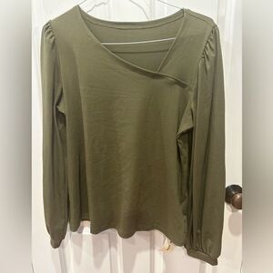 Sheehan large puff sleeve army green